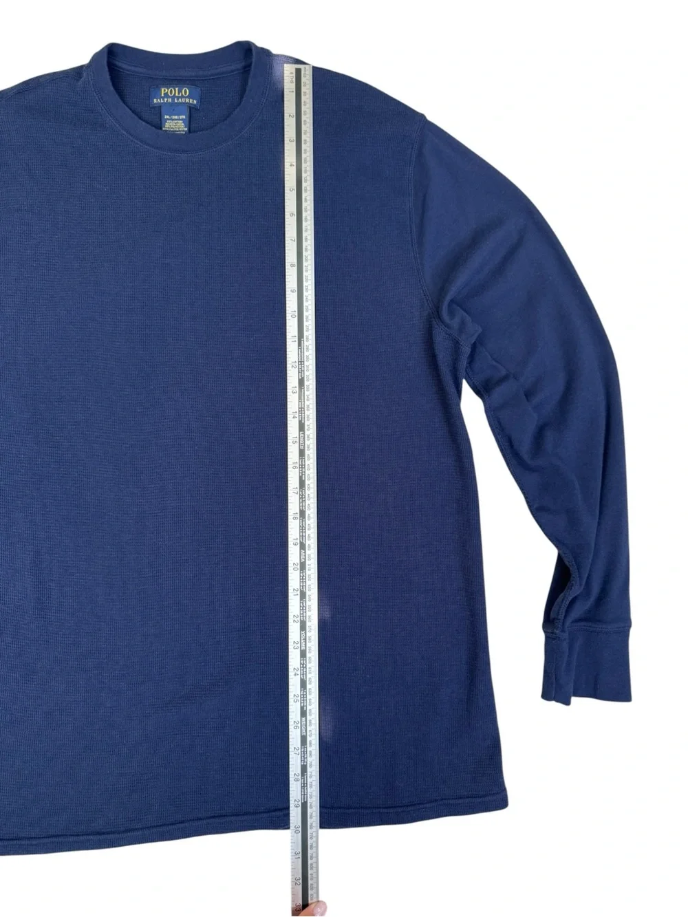 Polo Ralph Lauren Navy Blue Waffle Knit Thermal Long Sleeve Shirt 2XL Big & Tall
